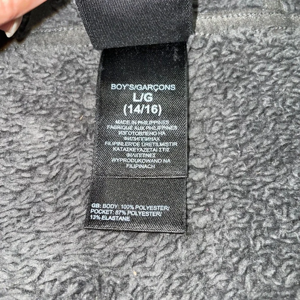 The North‎ Face Boys Full Zip Sherpa Lined Fleece Hoodie Green Grey Large 14/16